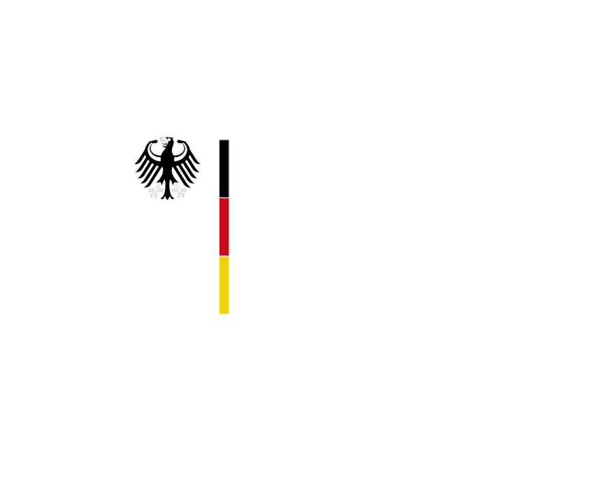 Logo des Bundesministeriums für Arbeit und Soziales bestehend aus einem schwarzen Adler (links), einem schmalen vertikalen Streifen in schwarz-rot-gold (von oben nach unten) und dem Schriftzug 