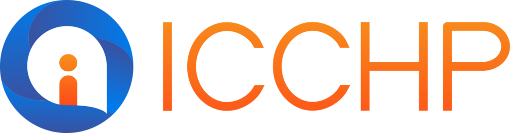 Logo der ICCHP Konferenz mit gleichnamigem Schriftzug (Orange)