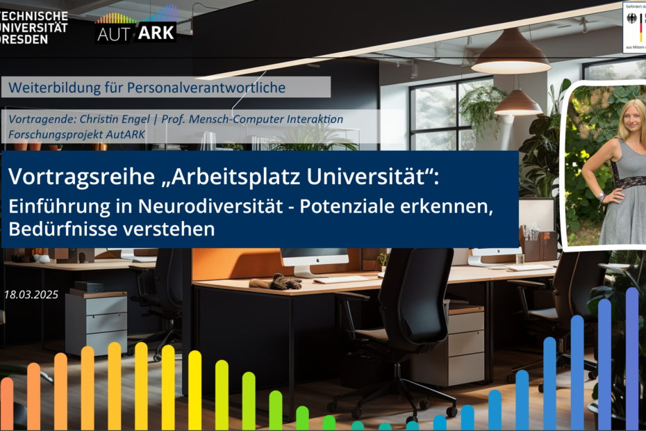 Cover des Foliensatzes zur Vortragsreihe Arbeitsplatz Universität. Einführung in die Neurodiversität - Potentiale und Bedürfnisse verstehen. Vortragende: Christin Engel, MCI, 18.03.2025